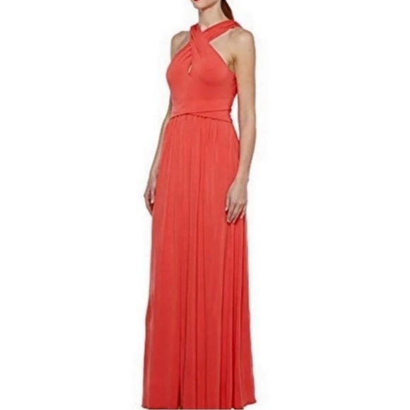 Halston Heritage Sz 2 Long Criss Cross Knot Halter Red Gown Formal Dress NWT NEW - Picture 10 of 14